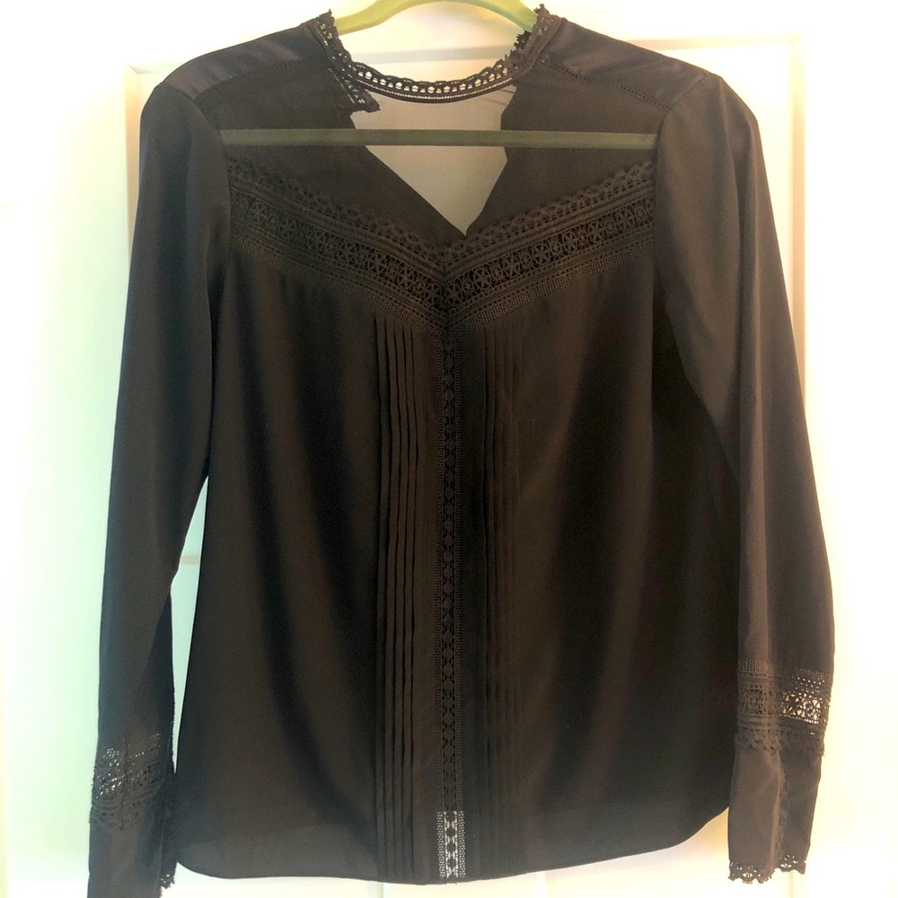 Silk Rebecca Taylor pleated and lace blouse